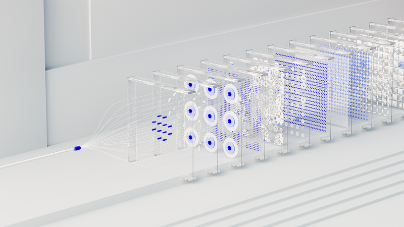 Abstract visualization of an AI neural network
